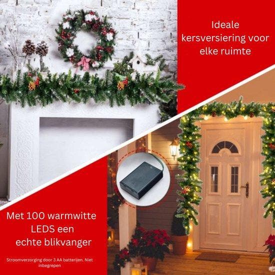2dekans | Coast Kerstslinger Groen – 274 cm – Met 100, Diversen, Kerst, Zo goed als nieuw, Ophalen of Verzenden