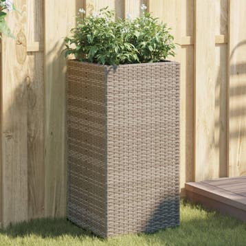 vidaXL Plantenbak 40x40x80 cm poly rattan grijs, Verzenden, Nieuw