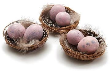 Vogelnestjes met 2 kwarteleitjes en veertjes nude pink 7 cm, Ophalen of Verzenden, Nieuw