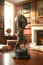 Aldo Vitaleh - sculptuur, Atlas Holding the World - 32 cm -