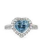 Trouwring - 14 karaat Witgoud - 2.77ct. tw. Blauw Diamant