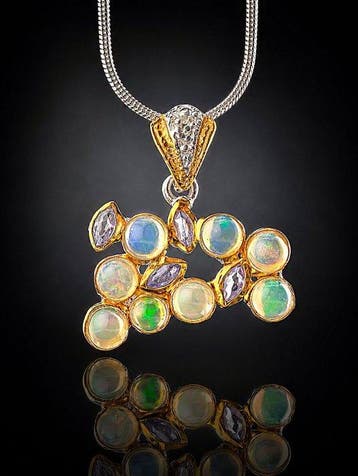 Opaal & Tanzaniet Ketting - 925 sterlingzilver -