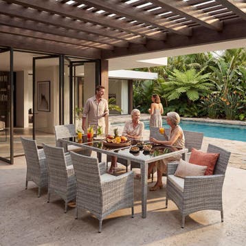 Aluminium wicker zitgroep Menorca 8+1 met beschermhoes, Tuin en Terras, Verzenden, Nieuw