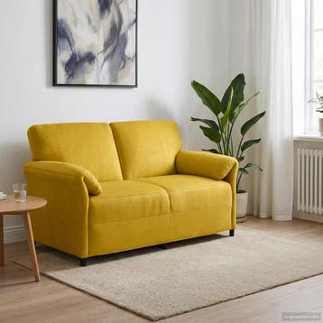vidaXL 2-Zits Sofa Geel 158 x 83 x 95 cm Fluweel, Verzenden, Minder dan 150 cm, Stof, Nieuw