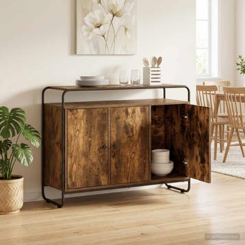 vidaXL Dressoir Gerookt eiken 102 x 35 x 75 cm Bewerkt hout, Verzenden, Nieuw, Overige houtsoorten, Minder dan 50 cm