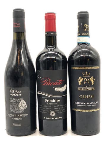 Mixed lot of 3 x 75cl Juicy black labels from Italy (rood), Ophalen of Verzenden, Nieuw, Italië, Rode wijn