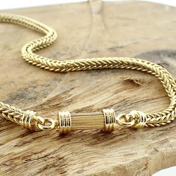 Exclusief gouden vossenstaart schakelcollier (Ketting), Ophalen of Verzenden, Gebruikt, Goud, Goud