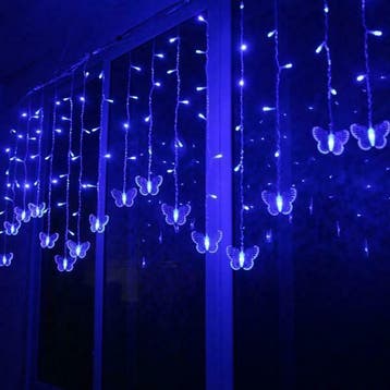 Kerst Gordijn Vlinder - 2 Meter - Blauw, Ophalen of Verzenden, Nieuw