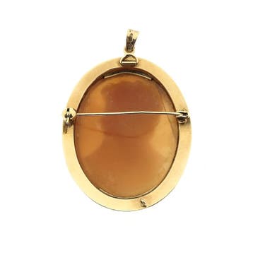 Vintage gouden hanger/broche met camee (Hanger of bedel), Ophalen of Verzenden, Gebruikt, Goud, Overige merken