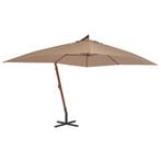 vidaXL Zweefparasol met houten paal 400x300 cm taupe, Tuin en Terras, Parasols, Verzenden, Nieuw, Meer dan 4 meter, Zweefparasol