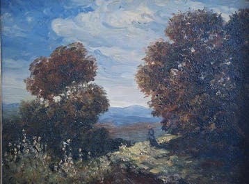 French school (XX), signed Manges - Autumn landscape with