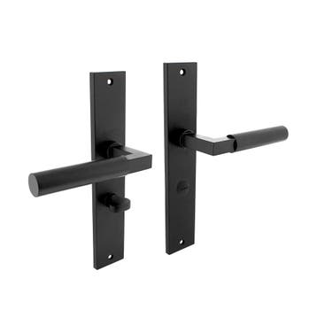 Deurklink Bau-Stil op schild WC slot 63mm mat zwart - deu..., Ophalen of Verzenden, Nieuw, Overige materialen, Klink of Kruk