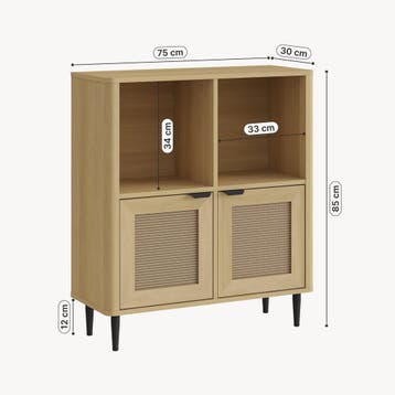 Commode Lukhomso 85x75x30 cm eikenkleurig en zwart [en.casa], Verzenden, Nieuw