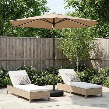 vidaXL Tuinparasol met LED-lampen en voet 270 x 270 cm, Verzenden, Nieuw, 2 tot 3 meter