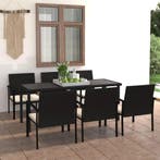 vidaXL 7-delige Tuinset poly rattan zwart, Tuin en Terras, 6 zitplaatsen, Nieuw, Tuinset, Verzenden