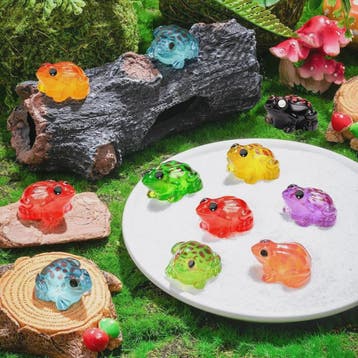 Set van 10 Lichtgevende Mini Kikkers - Glow in the Dark Figu