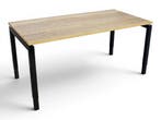 Recht N-poot bureau, 200x100cm, natuur eiken-zwart, Huis en Inrichting, Bureaus, Ophalen of Verzenden, Gebruikt