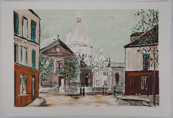Maurice Utrillo (1883-1955) - Eglise Saint-Pierre, Place du, Antiek en Kunst, Antiek | Overige Antiek