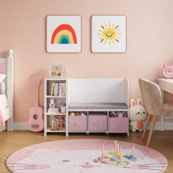 Kinderrek Høylandet met zitbank 76x112x40 cm wit en roze [en, Verzenden, Nieuw