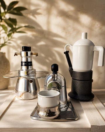 Lotto di 3 Caffettiere Vintage da Collezione: Caffè Rapid,