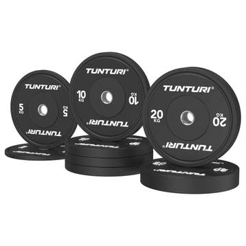 Tunturi Platinum Bumper Plate Black, 90kg, set, Verzenden, Nieuw