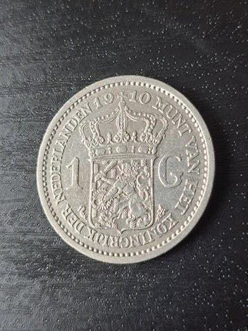 Nederland. Wilhelmina. 1 Gulden 1910 Zeldzaam, hoge