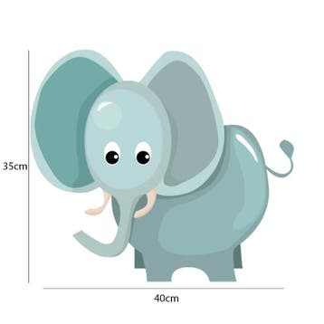 Jungly jungle - Olifant muursticker - (40x35cm), Verzenden, Nieuw