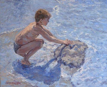 Chris van Dijk (1952) Impressionist -  Marée haute