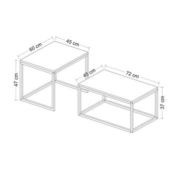 [en.casa] Salontafel set van 2 Aabenraa Eiken zwart, Verzenden, Nieuw