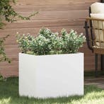 vidaXL Tuin Bloempot Wit 50 x 32 x 40 cm Koudgewalst staal, Tuin en Terras, Verzenden, Minder dan 60 cm, Nieuw, Metaal