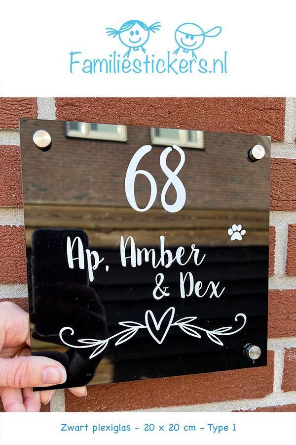 Naambordje / huisnummerbord 20 cm x 20 cm - compleet € 29,95, Huis en Inrichting, Woonaccessoires | Tekstborden en Spreuken, Nieuw