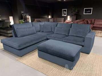 Hoekbank Leusden - hoekbanken - Grijs - Velvetstof, Huis en Inrichting, Nieuw, 150 cm of meer, Stof, 250 tot 300 cm