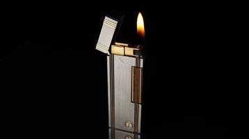 Dunill - Two-Tone Vertical Lines Pattern Rollagas Lighter -, Nieuw