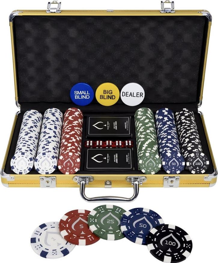 Texas Finest Golden Pokerset 300 Chips – Pokerkoffer, Hobby en Vrije tijd, Gezelschapsspellen | Kaartspellen, Nieuw, Ophalen of Verzenden
