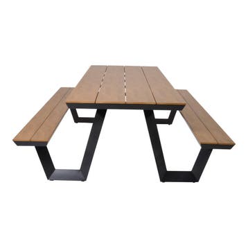 Picknickset Arezzo rechthoekig - teaklook picknicktafel voor, Tuin en Terras, Ophalen of Verzenden, Nieuw, Rechthoekig, Aluminium