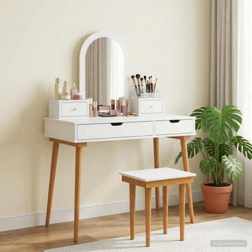 vidaXL Toilettafel Set FAUSKE 5 st Wit 100 x 50 x 143 cm, Verzenden, Nieuw