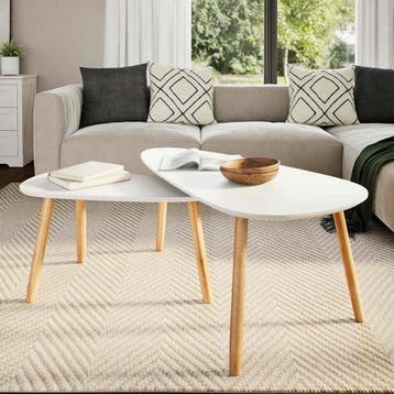 vidaXL 2-delige Salontafelset massief grenenhout wit, Verzenden, Nieuw, Grenenhout, 50 tot 100 cm