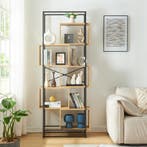 Boekenkast Rennebu open kast 194x80x33 cm zwart en eikenkleu, Huis en Inrichting, Kasten | Boekenkasten, Verzenden, Nieuw