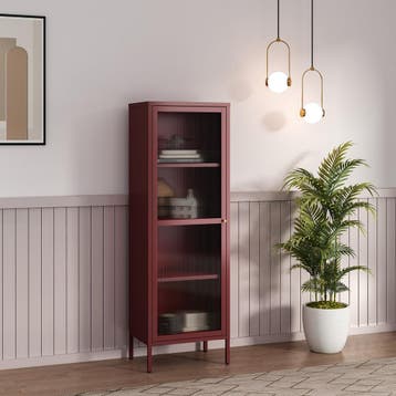 Vitrinekast Säkylä 150x50x35 cm bordeaux rood [en.casa], Verzenden, Nieuw