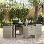 vidaXL Tuin eettafelset 5 pcs Lichtgrijs poly rattan, Tuin en Terras, Verzenden, Nieuw, Rotan, 5 zitplaatsen