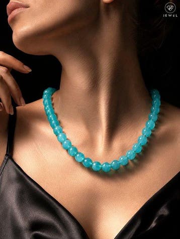 Blauwe chalcedoon sieraden - Halsketting van 925