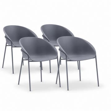 DS4U - Ella stoel - Set van 4 - Grijs - Kunststof -, Huis en Inrichting, Stoelen, Ophalen of Verzenden, Nieuw, Grijs