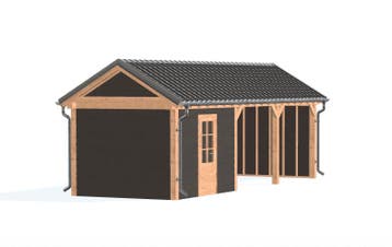 Zadeldak Overkapping met Schuur - 850 x 300cm - Bouwpakket, Nieuw