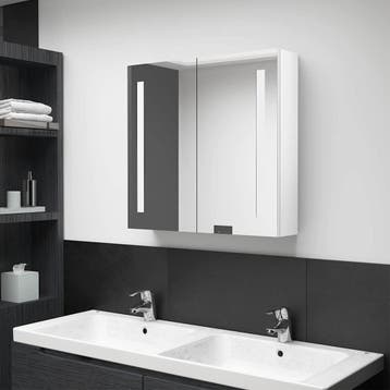 vidaXL Badkamerkast met spiegel en LED 62x14x60 cm glanzend, Verzenden, Nieuw