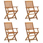 vidaXL Tuinstoelen inklapbaar 4 st massief acaciahout, Verzenden, Nieuw, Hout