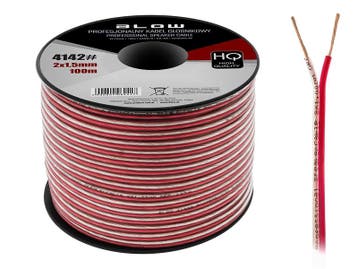 HQ luidsprekerkabel 2 x 1.50 mm transparant/rood op rol 100, Ophalen of Verzenden, Nieuw, 10 meter of meer, Luidsprekerkabel