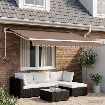 vidaXL Uitschuifbare luifel Taupe 600 × 300 cm Polyester en, Verzenden, Nieuw