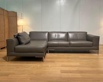 Design on Stock Aikon Hoekbank Taupe Leer Nieuwstaat, 250 tot 300 cm, Design Bank Bankstel Zetel Hoekbank Design on Stock, Hoekbank
