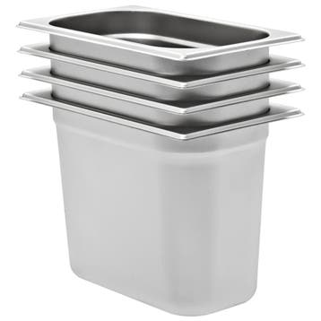 vidaXL Gastronormbakken 4 st GN 1/4 200 mm roestvrij staal, Verzenden, Nieuw