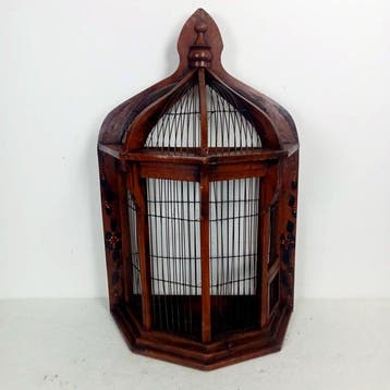 Victoriaans Vogelkooi - Hout - Wandkooi, Antiek en Kunst